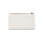 Brighton white pebbled leather wallet shown from the back with top zip closure on a white background