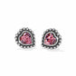Brighton heart stud earrings with pink crystals and silver-plated beaded borders on a white background