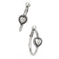 Brighton silver-plated hoop earrings with beaded heart stations and crystal centers on a white background