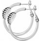 Brighton silver-plated hoop earrings with beaded textured accents and hinged closures on a white background