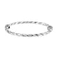 Brighton bangle bracelet with twisted rope design, silver-plated finish, and crystal-accented end cap on a white background