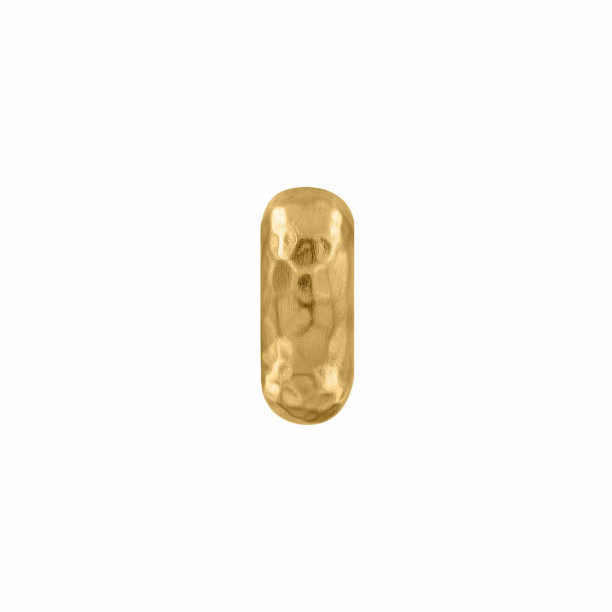 Brighton spacer bead with hammered gold-plated finish and elongated rounded shape on a white background