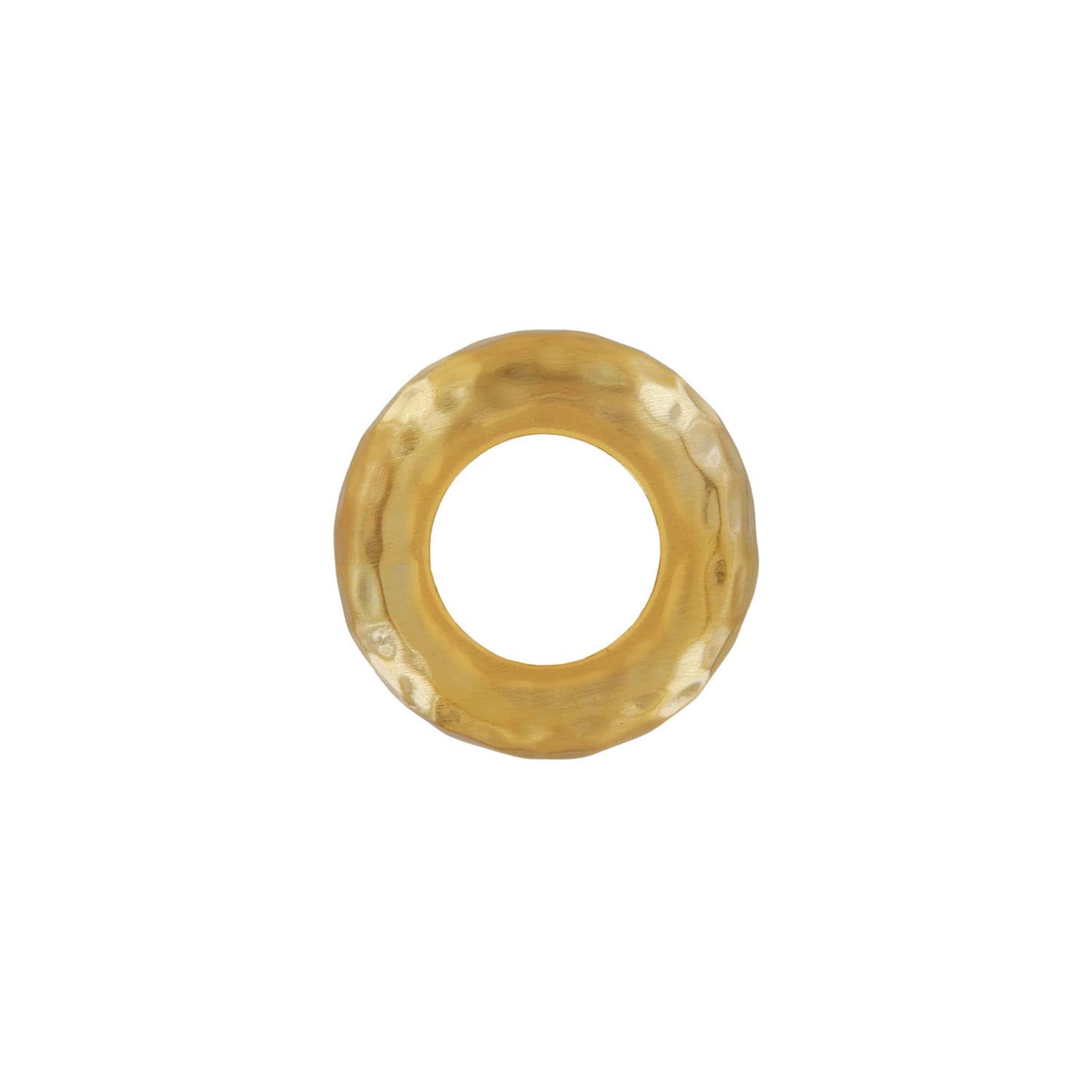 Brighton ring with hammered gold-plated finish and open circular center on a white background