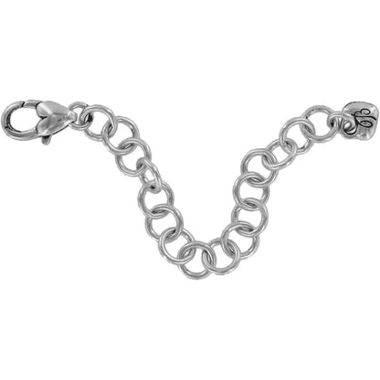 Brighton chain extender with silver-tone round links, lobster clasp, and small heart charm on a white background