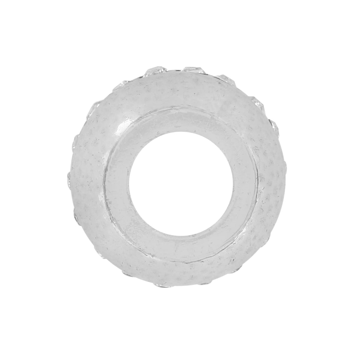 Brighton silver-plated spacer bead with crystal accents and open center, shown from the side on a white background