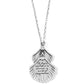Brighton pendant necklace shown from the back with silver-plated seashell engraved with inspirational message on a white background