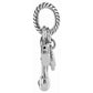 Brighton charm shown from the side with silver-plated rope-textured ring and dangling hardware details on a white background