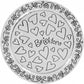 Brighton round trinket tray with embossed heart pattern, floral vine border, and hammered silver-tone finish on a white background