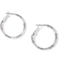 Brighton hoop earrings in silver-tone finish with engraved scroll detailing along the bands on a white background