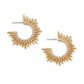 Brighton hoop earrings with gold-plated sunburst spikes and crystal-lined inner edges on a white background