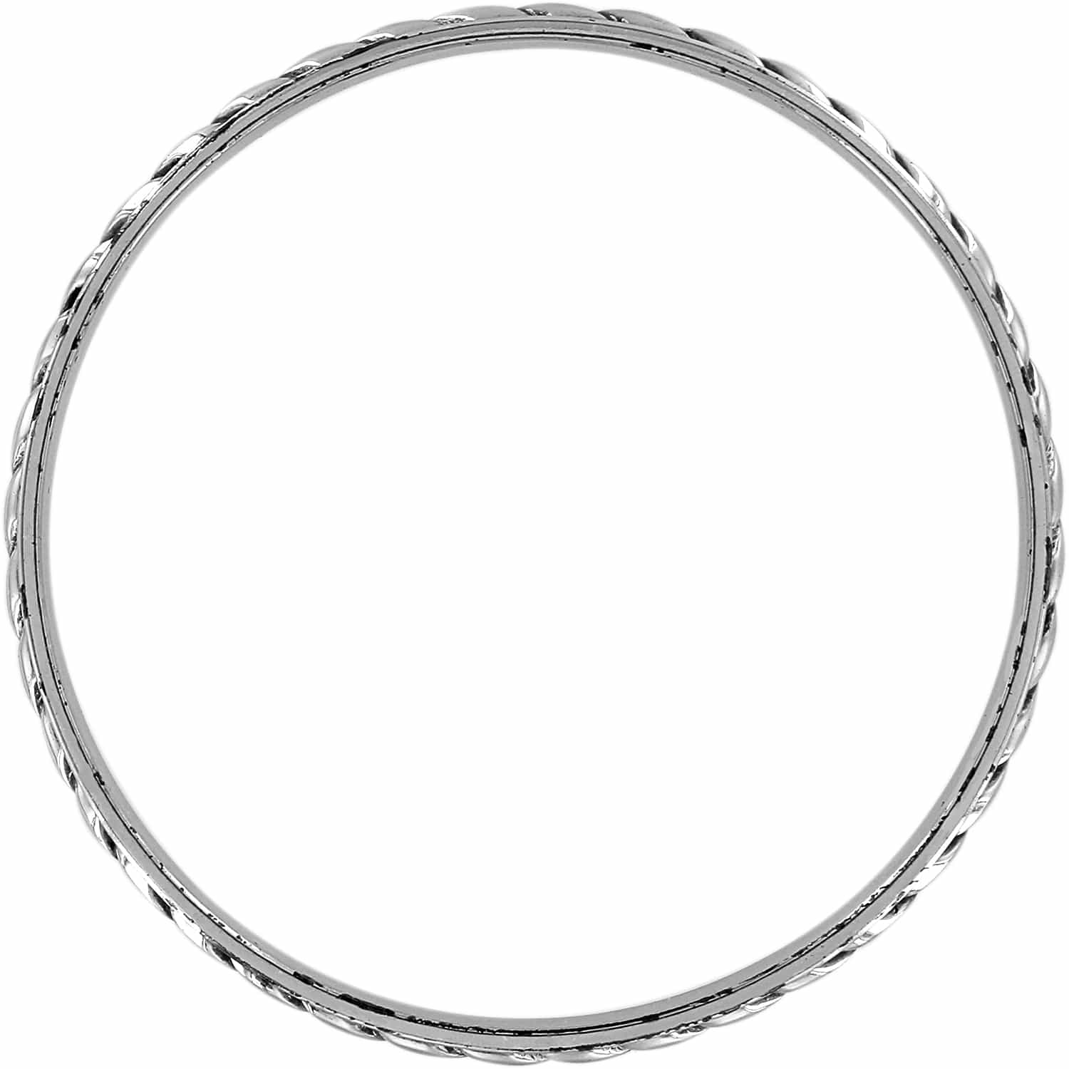 Brighton bangle bracelet shown from the side with silver-plated braided rope texture on a white background