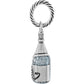 Brighton champagne bottle charm with silver-plated finish and blue glitter accent on a white background