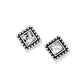 Brighton stud earrings with square crystals and silver-plated beaded frames on a white background
