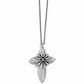 Brighton pendant necklace with silver-plated pointed petal cross and starburst center detail on a white background