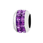 Brighton charm bead with purple crystal pavé band and silver-plated finish on a white background