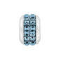 Brighton silver-plated bead charm with two rows of light blue square crystals on a white background