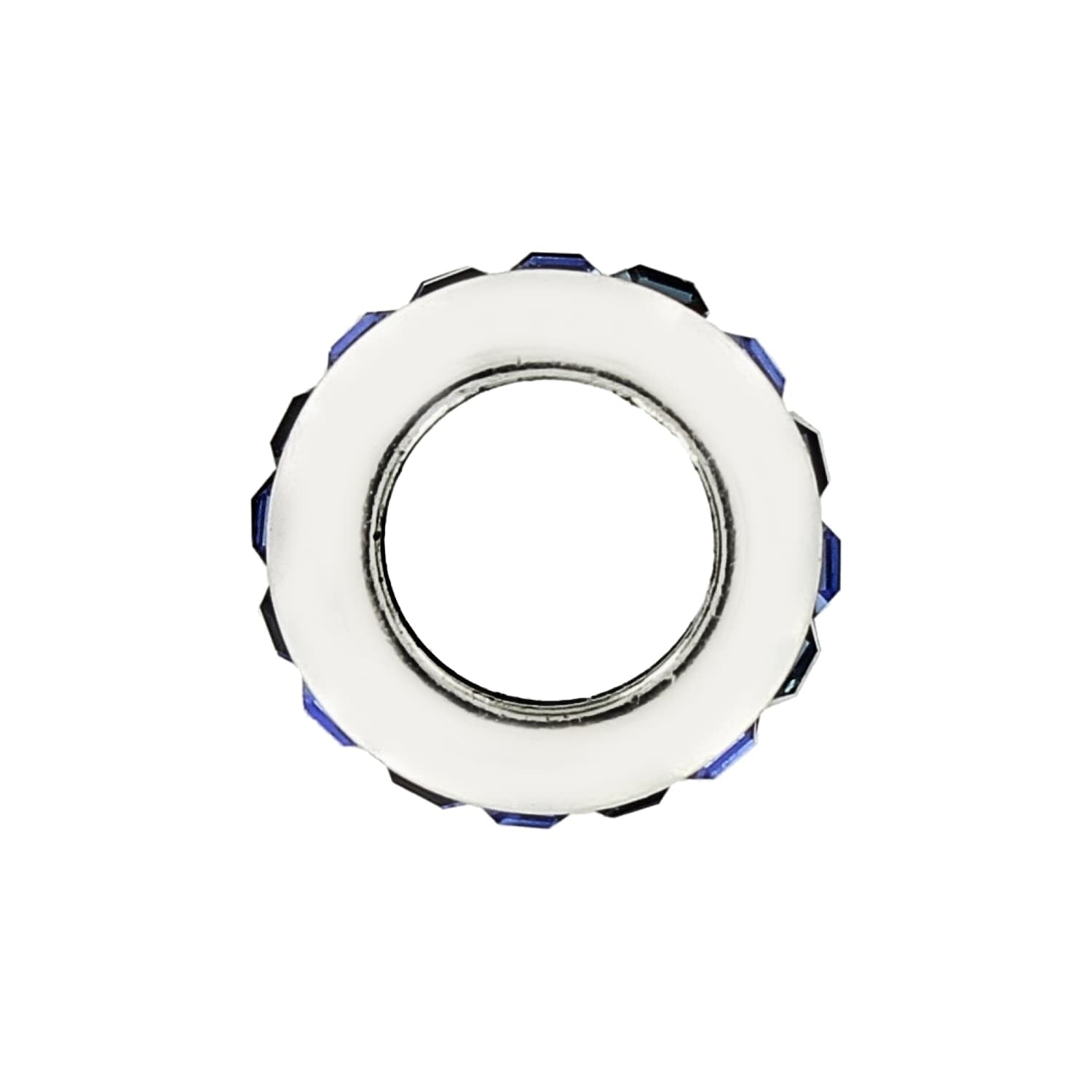 Brighton bead charm shown from the side with white enamel band and blue crystal accents on a white background