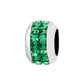Brighton charm bead with green crystals and silver-plated finish on a white background