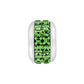 Brighton charm bead with rows of green square crystals and silver-plated end caps on a white background