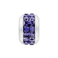 Brighton silver-plated bead charm with two rows of purple square crystals on a white background