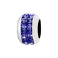 Brighton charm bead with silver-plated finish and rows of purple square crystals on a white background