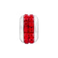 Brighton silver-plated bead charm with two rows of red square crystals channel set across the center on a white background