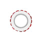 Brighton ring with white enamel band and red faceted crystal outer edge in silver-plated finish on a white background