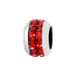 Brighton charm bead with red crystal band and silver-plated finish on a white background