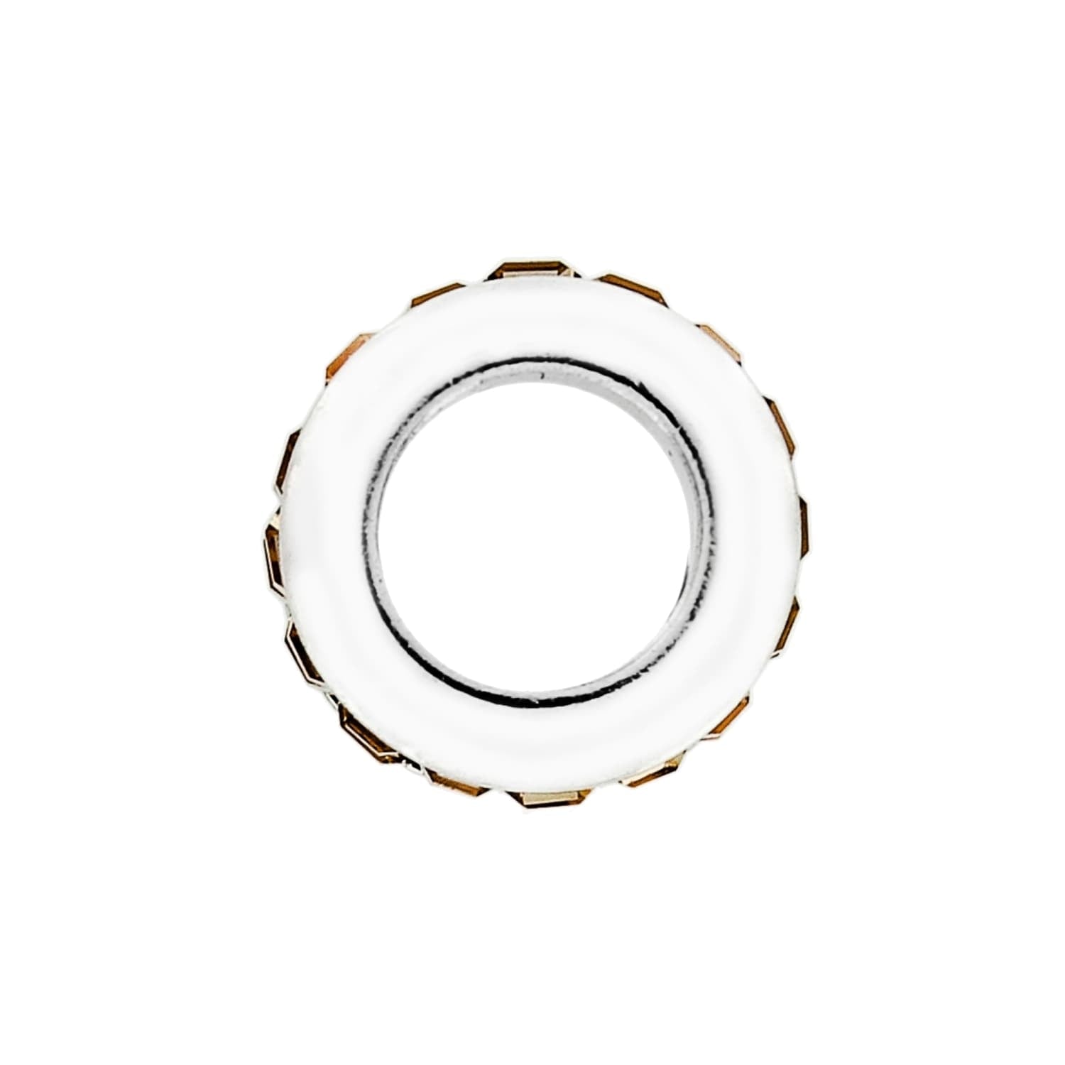 Brighton charm shown from the side with white enamel band and silver-plated geometric edge detail on a white background
