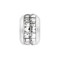Brighton silver-plated bead charm with two rows of square crystal pavé stones on a white background