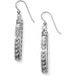 Brighton drop earrings with vertical row of square crystals and silver-plated scrollwork details on a white background