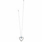Brighton heart pendant necklace with silver-plated open heart and blue crystal accents on a white background