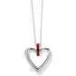 Brighton heart pendant necklace with silver-plated open heart and red crystal bail accent on a white background