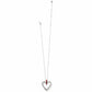Brighton heart pendant necklace with silver-plated open heart, red crystal bail, and delicate chain on a white background