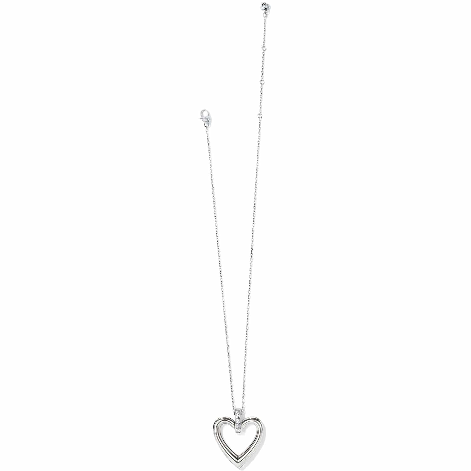 Brighton heart pendant necklace with silver-plated finish and crystal accents on the bail on a white background