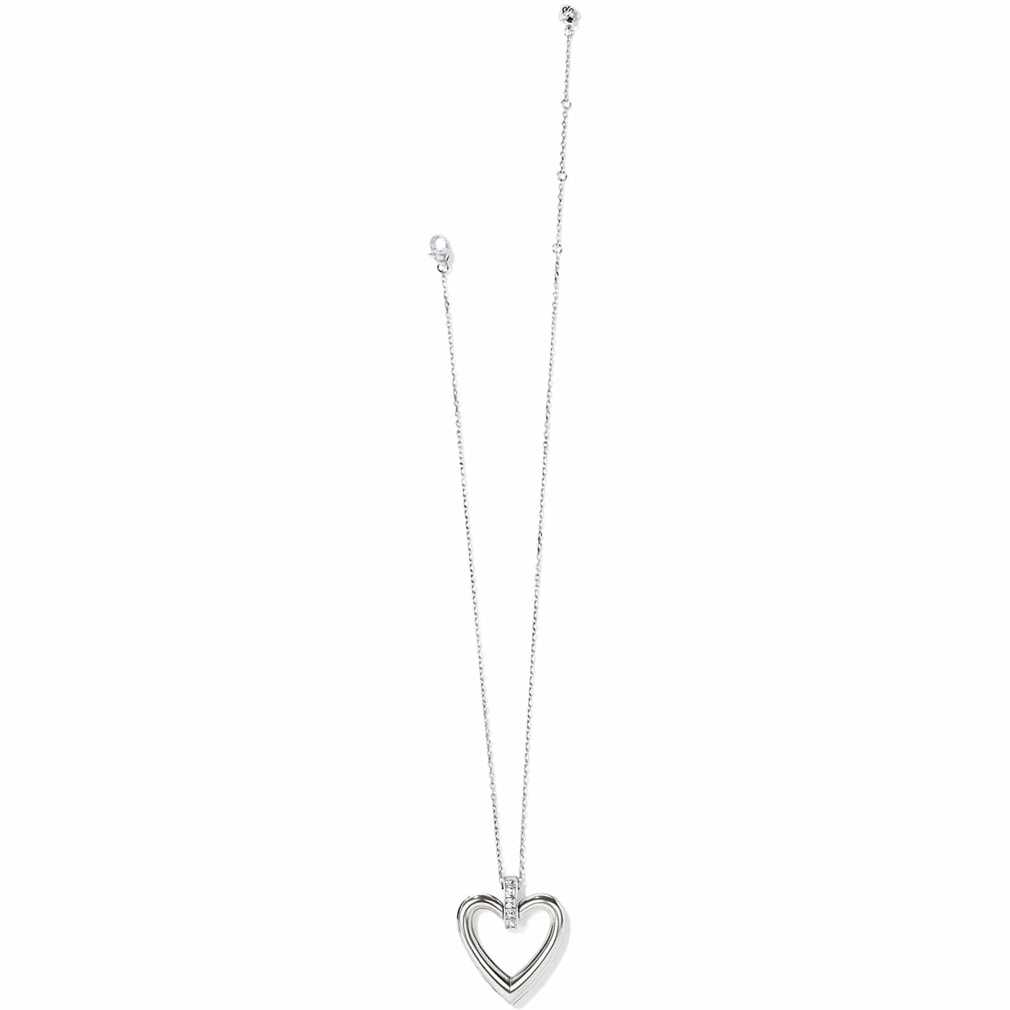 Brighton heart pendant necklace with silver-plated finish and crystal accents on the bail on a white background