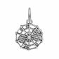 Brighton spider web charm with silver-plated finish and spider detail on webbing on a white background