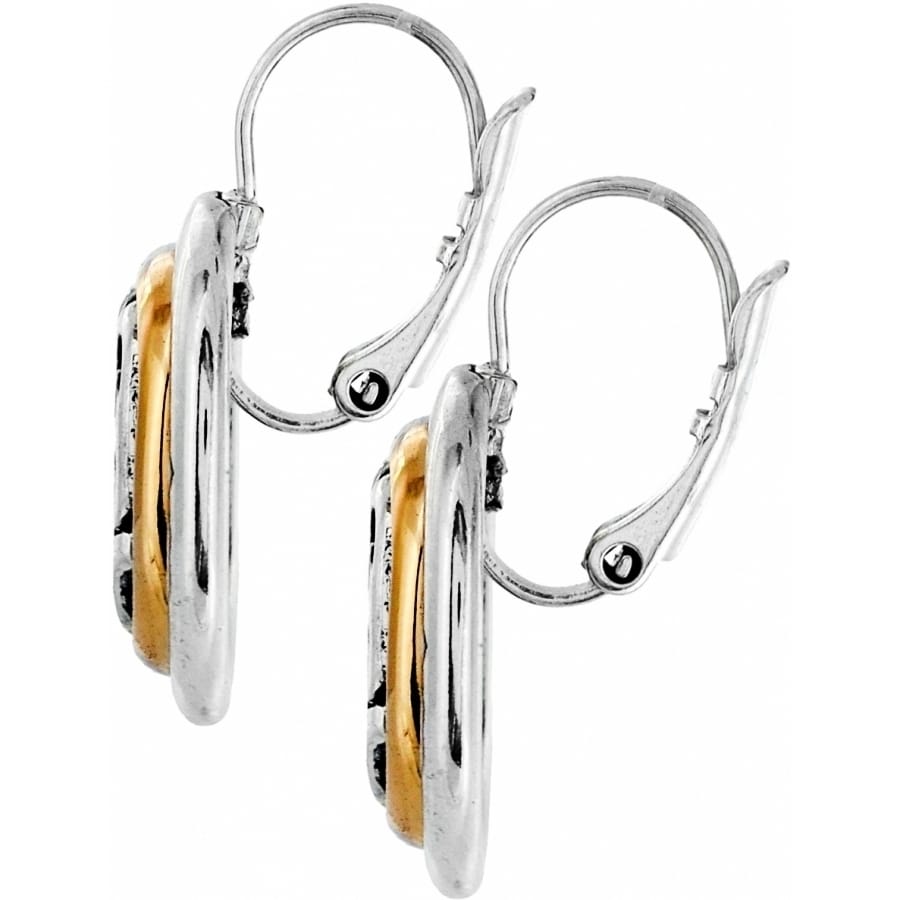 Brighton drop earrings with silver-plated and gold-plated two-tone design and leverback closures on a white background