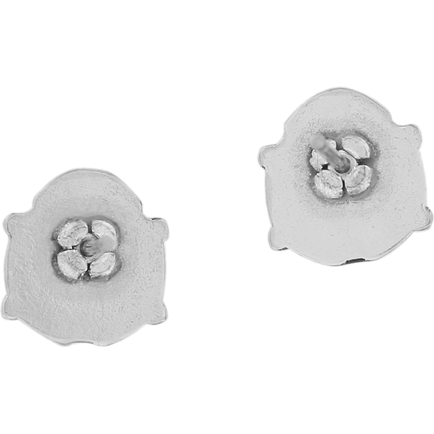 Brighton stud earrings shown from the back with silver-plated backings and post closures on a white background