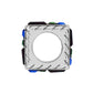 Brighton square spacer bead with silver-plated rope-edge frame and multicolored crystal sides on a white background