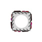 Brighton square spacer bead shown from the top with silver-plated rope border and red crystal sides on a white background