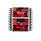 Brighton charm with red and orange crystal baguettes and silver-plated rope-textured sides on a white background