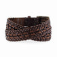 Brighton braided leather belt in brown with woven strap detail and antique-tone buckle on a white background
