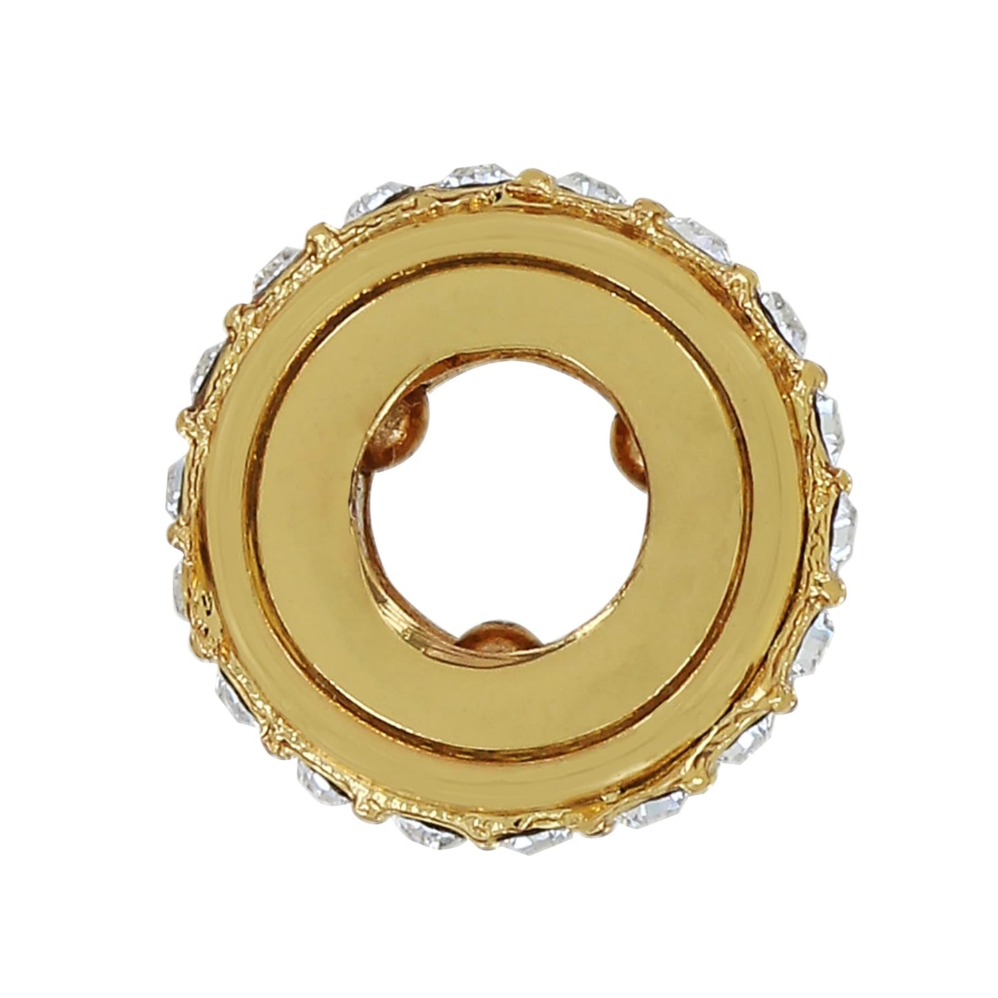 Brighton gold-plated circular component shown from the back with crystal-edged rim and open center on a white background