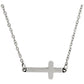Brighton sideways cross pendant necklace with silver-plated finish on a delicate cable chain on a white background