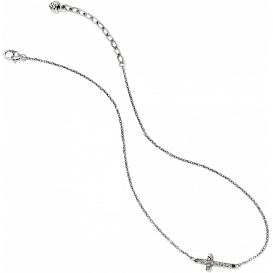 Brighton silver-plated cross pendant necklace with crystal accents and lobster clasp closure on a white background
