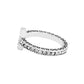 Brighton ring shown from the side with silver-plated scroll detailing and a row of crystal accents on a white background