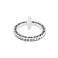 Brighton silver-plated ring shown from above with crystal-lined band, scroll engraving, and cross detail on a white background