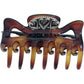 Brighton hair claw clip in tortoise brown with silver-plated scrollwork heart accent on a white background