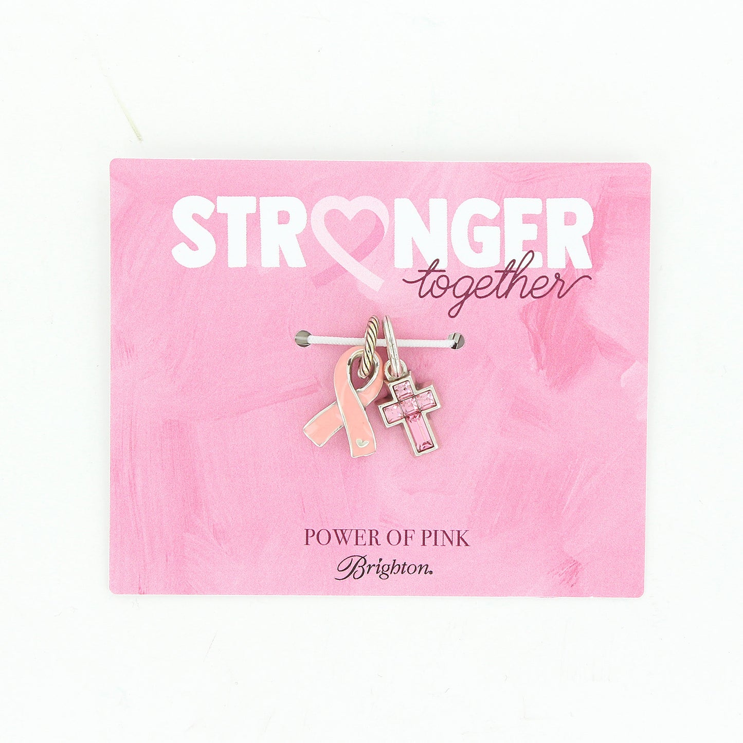 Stronger Pink Ribbon Charm Card